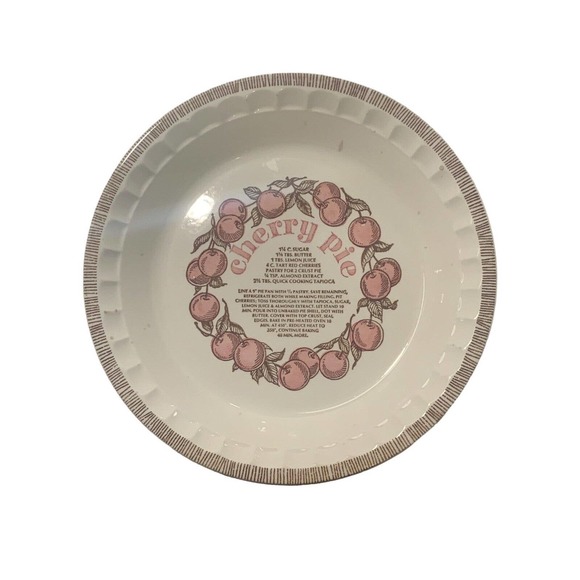 Vintage Royal China by Jeannette Cherry Pie Deep Dish Pie Plate 11" with‎ Recipe - Picture 1 of 12